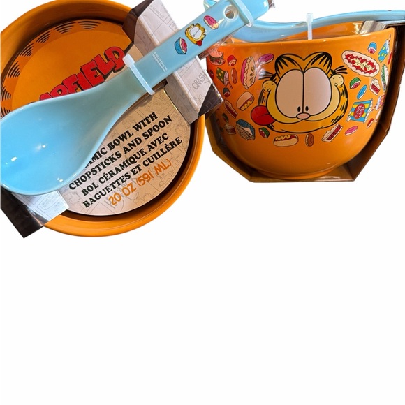Other - Garfield Ceramic Ramen/Cereal Bowl Set with Spoon & Chopsticks - 20oz NEW 1COUNT